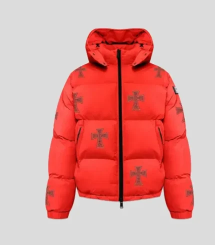 UNKNOWN LONDON Cross Rhinestone Puffer Jacket.webp