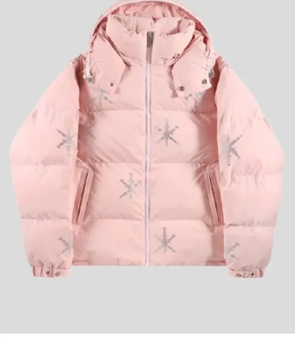 UNKNOWN LONDON】PINK ALL OVER SILVER DAGGER RHINESTONE PUFFER . 1.webp