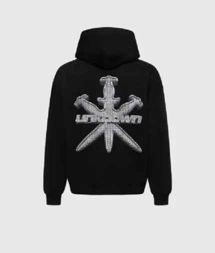 Unknown Iced Out Style Dagger Hoodie Black 4.webp