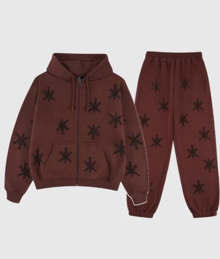 Unknown London Rhinestone Tracksuit Brown 1.webp