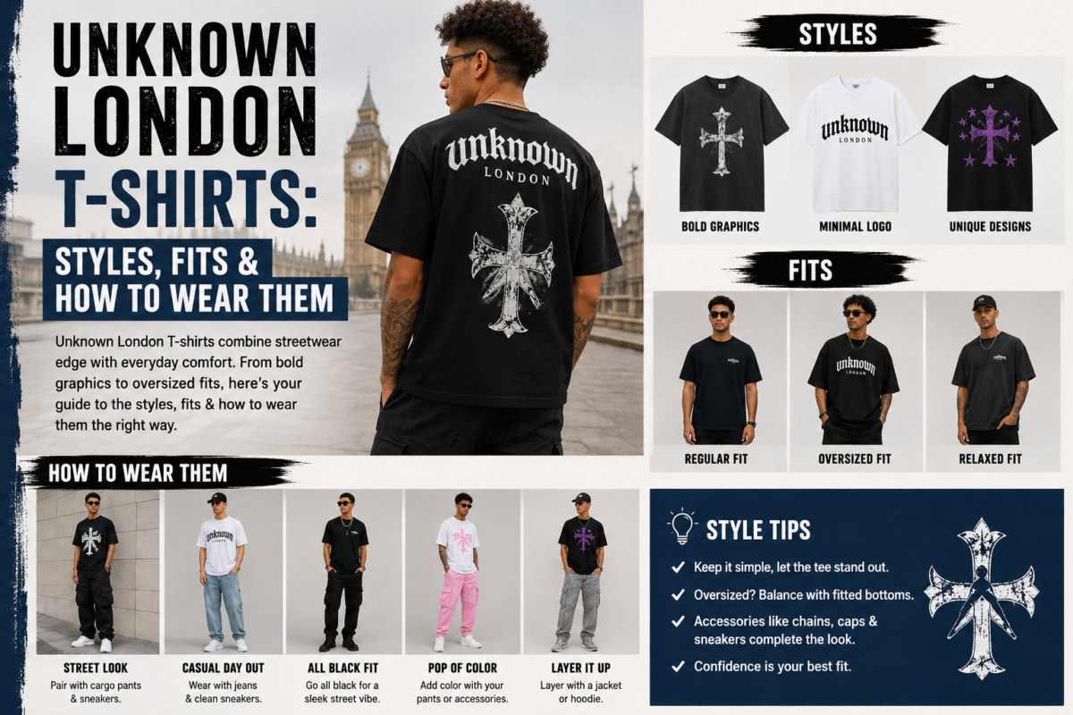 Unknown London T-Shirt styled with UK streetwear outfit